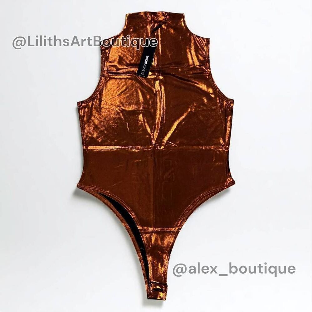 Fashion Nova Metallic Bodysuit(O011)-Size L for Women - Picture 2 of 6